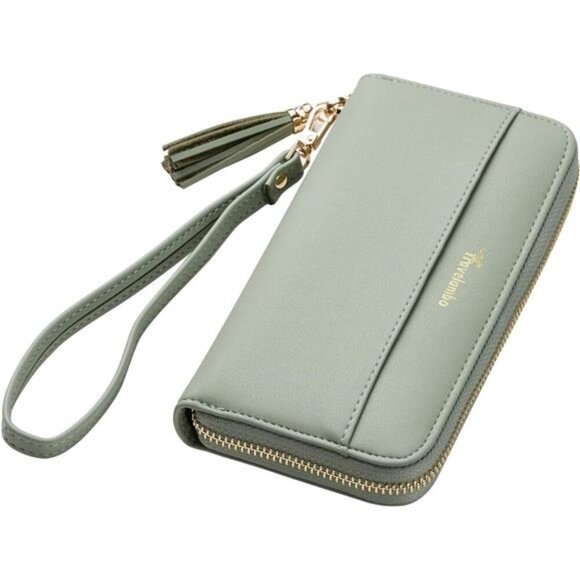 Travelambo Womens RFID Long Wallet Clutch Purse with Tassel Wrist Strap - Picture 1 of 7